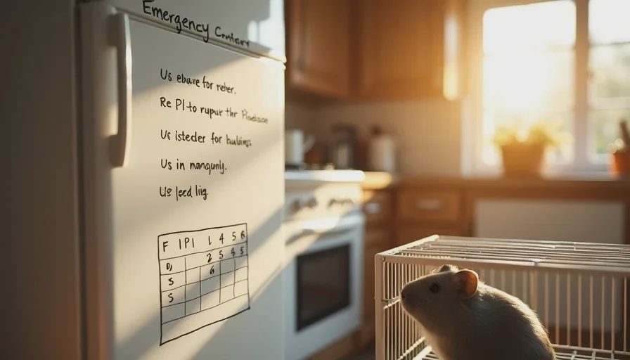 emergency vet checklist on the fridge after learning when to call the vet the hard way