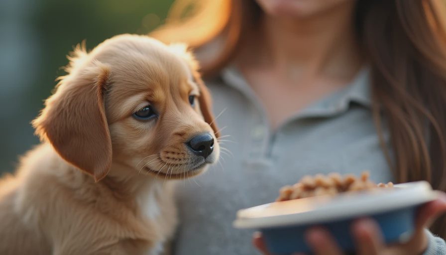 Visual context for when to change puppy food to dog food
